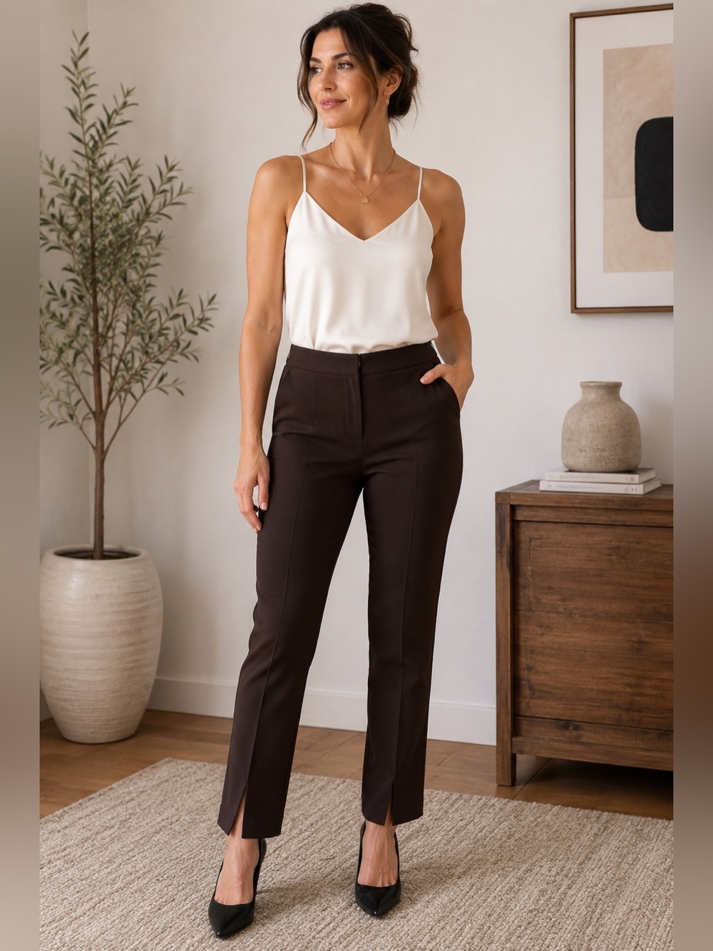 Joseph Ribkoff Brown Dress Pants Size 4 6 Office Business Casual Work